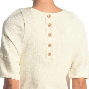 Madewell Ottoman Jacquard Button-Back Top - Cream - Size Small